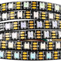 BTF-LIGHTING WS2812b 60leds/Pixels/m Waterproof IP65 Black PCB Flexible Individually Addressable Strip Light Dream Color DC5V 16.4ft 5m