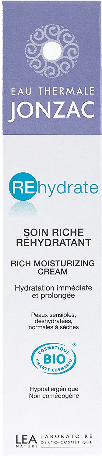 Thermal Water Jonzac Care Rich Rehydrating Tube of 50 ml - organic cosmetics, Ivory, 50 ml (Pack of 1)