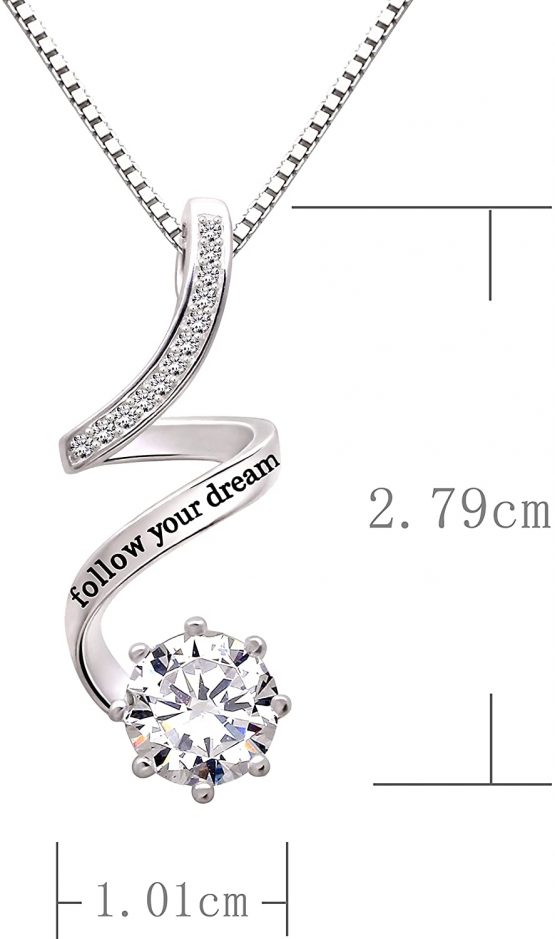 ALOV Jewelry Sterling Silver"follow your dream" Cubic Zirconia Pendant Necklace - Image 2