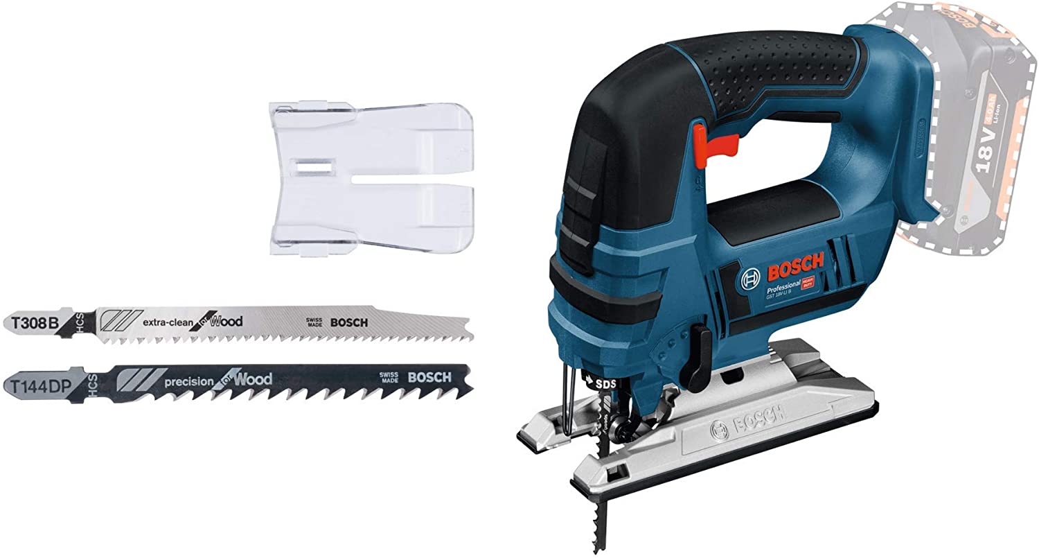 Bosch Professional 18V System Cordless Jigsaw GST 18 V-LI B (bar Version, Cutting Depth in Wood/Alum./Metal: 120/20/8 mm