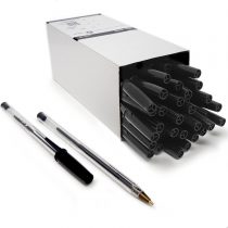 Nice Style Pack of 25 - Medium Tip Fluent Smooth Writing Black Biro Ballpoint Pens