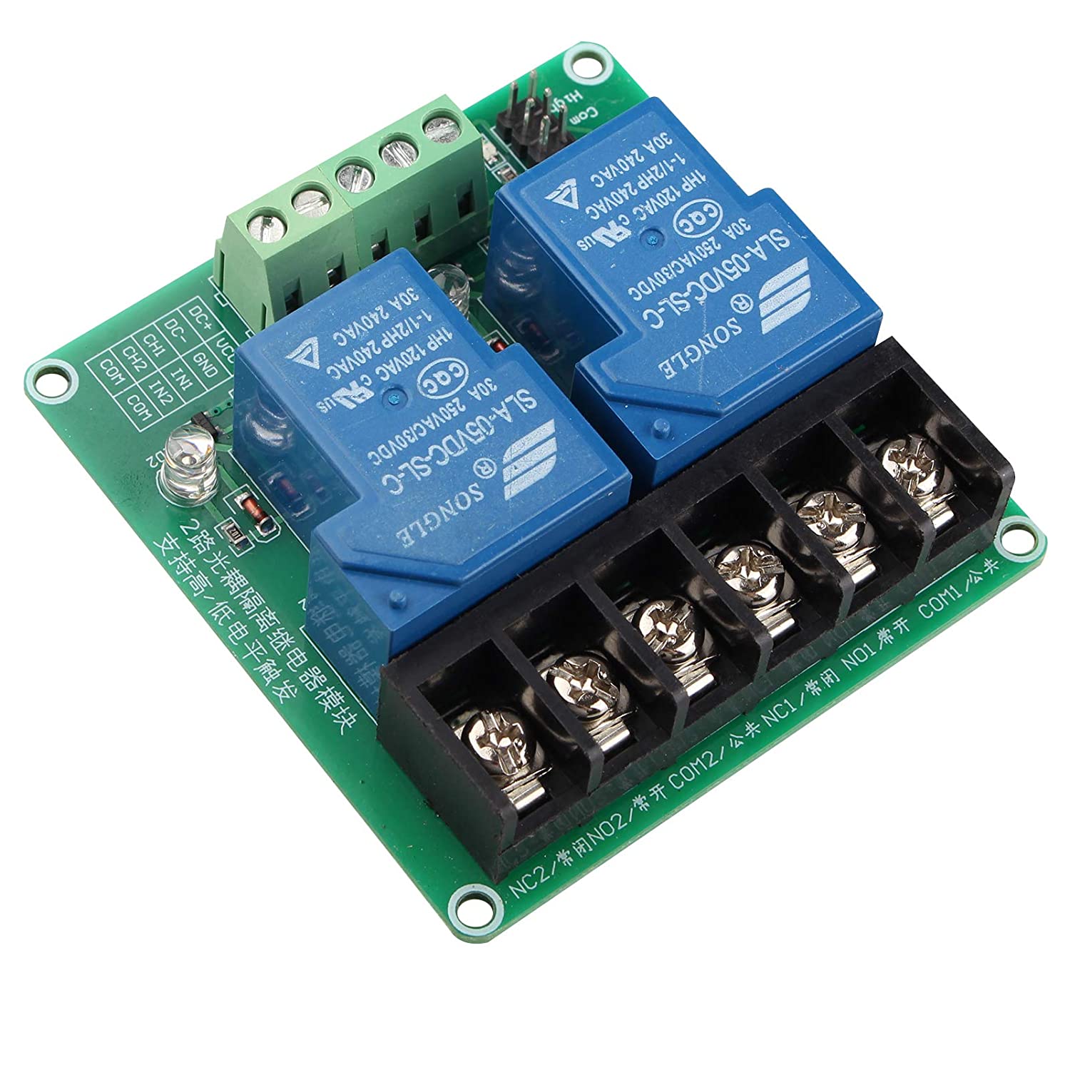 HALJIA 5V 30A 2 Channel High and Low Level Trigger Relay Module Intelligent Home PLC Automation Control Compatible with Arduino - Image 3