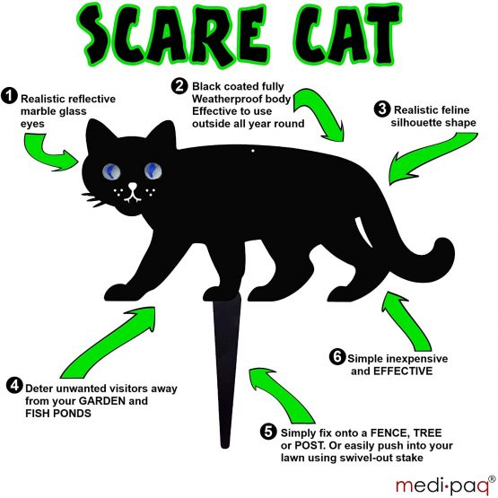 Medipaq BLACK METAL GARDEN CAT SCARER WITH MARBLE EYES - CAT DETERRENT – CAT REPELLER – Cat Repellant Garden – Cat Repellent - Image 2