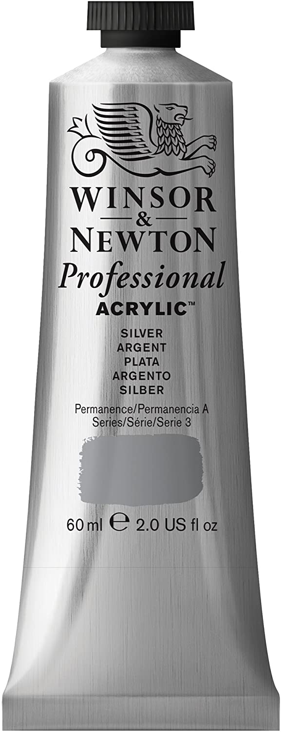 Winsor & Newton 2320617 60 ml Professional Acrylic Colour - Silver, 60 ml (Pack of 1)