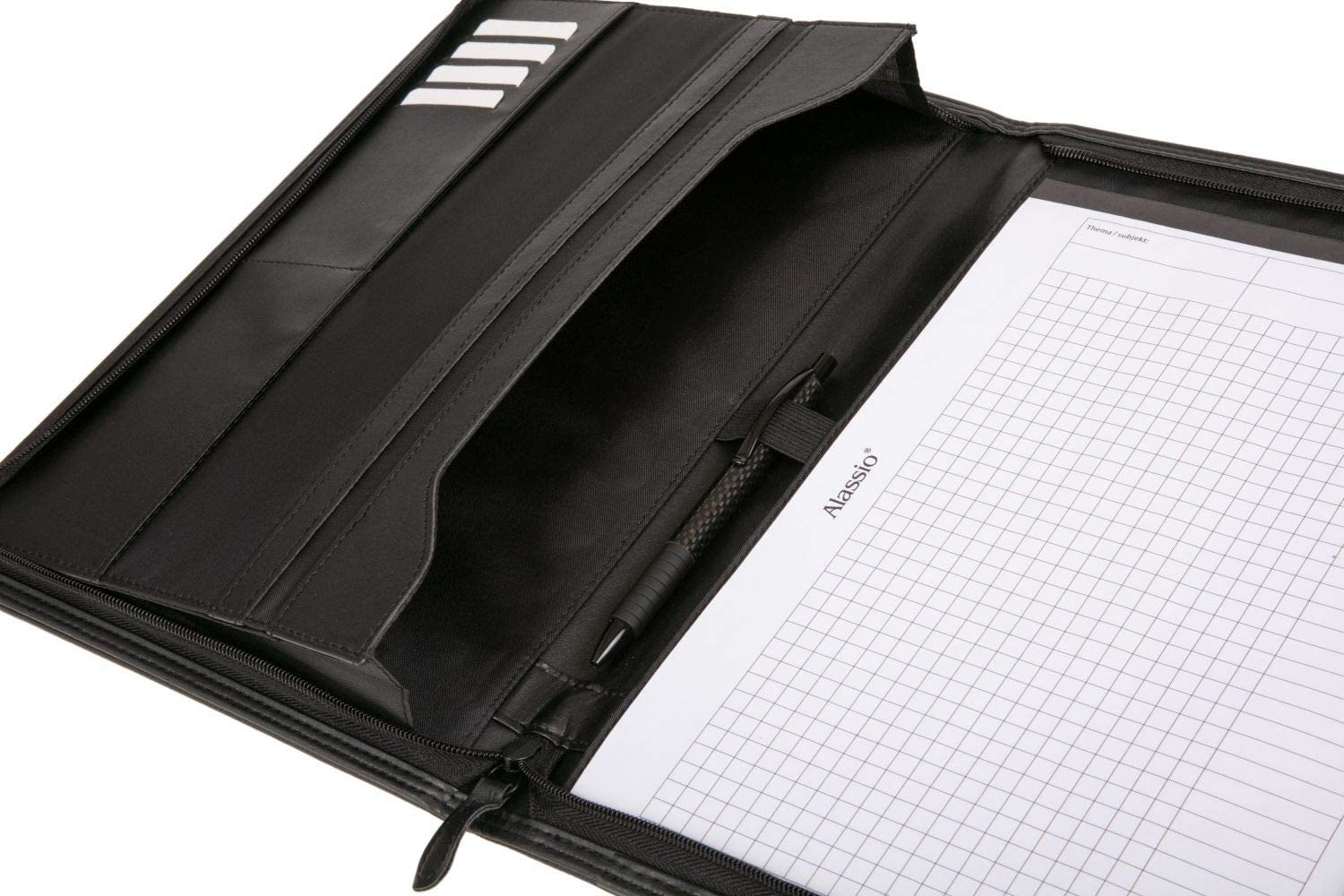Alassio 30067, Zipped Folder DIN A4 Lorenzo Writing Case in Black Organiser Folder Approx. 34 x 25 cm - Image 3