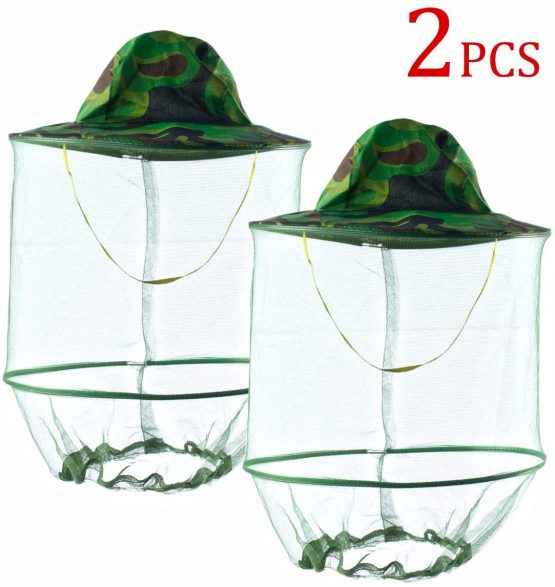 HunterBee 2 PCS Round Beekeeping Beekeepers hat with Veil net Netting/mosquito netting hat