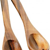 Premier Housewares 1104585 Acacia Wood Salad Servers Salad Bowl & Servers Set of 2 Wooden Tongs Small Wooden Spoon Wooden Salad Forks 35 cm x 5 cm x 2 cm, Brown