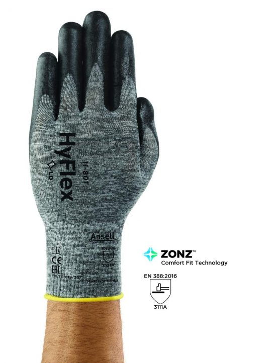 Ansell HyFlex 11-801 Professional Work Gloves, Mechanical Gloves with Improved Grip, Patented Comfort Technology, Multi-Purpose Gloves, Assembly, Mechanics, Men Women, Grey, Size XL (12 Pairs) - Image 4