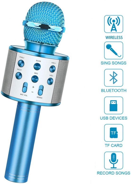 Letsgocoo Wireless Microphone for Kids, Wireless Bluetooth Kids Microphone Boy Toys Age 4-12 Gifts Presents for 4-12 Year Old Boys Girls Toys Age 4-12 Karaoke Machine Halloween Xmas Gifts