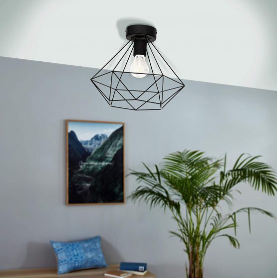 EGLO TARBES ceiling lamp, 1-flame vintage/retro ceiling light, Material: Steel, Colour: Black, Socket: E27 - Image 2