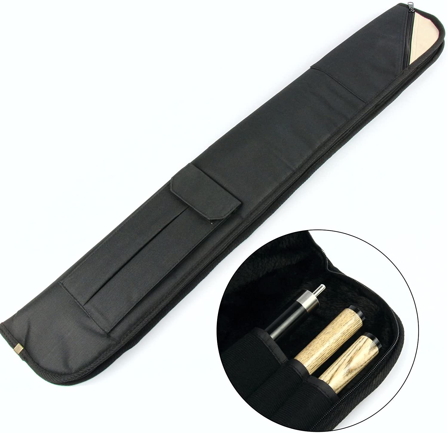 Funky Chalk Luxury FUR LINED Centre Joint Pool Snooker Cue Case - Holds Butt & 2 Shafts