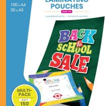 Deskit A4 and A5 Laminating Pouches, Matt, 150 Microns, Multipack of 130. Clear and Durable Presentations with a Modern Finish for Various Projects.