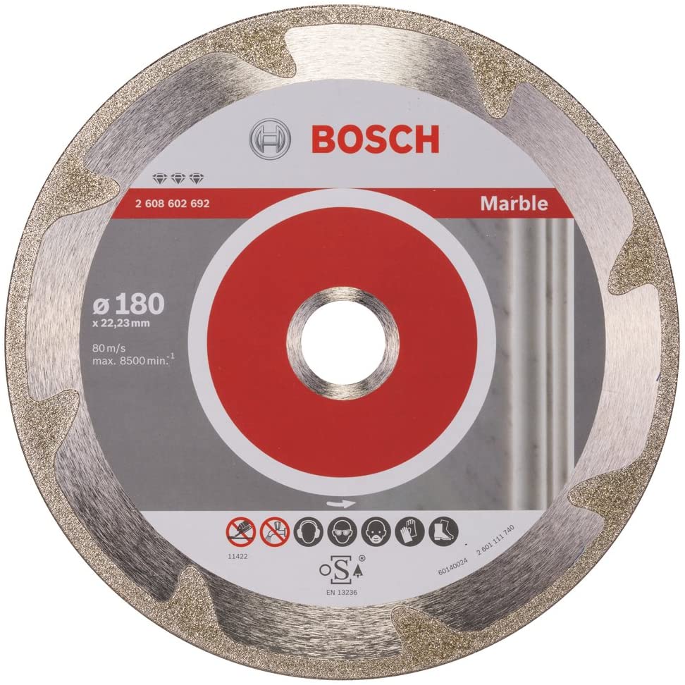 Bosch 1x PRO Marble Diamond Cutting Disc for Bore 22.23 and Large Angle Grinders (for Soft stone Marble, diameter 180 mm