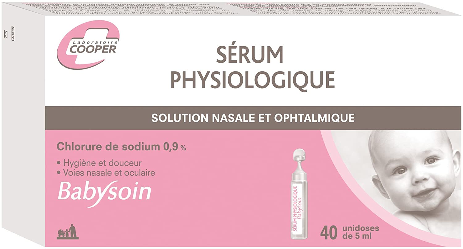 Cooper - Babysoin - Physiological Saline - Single Dose - 5ml Each - For Nasal Tract and Eyes - Box of 40, 5 ml (Pack of 40)
