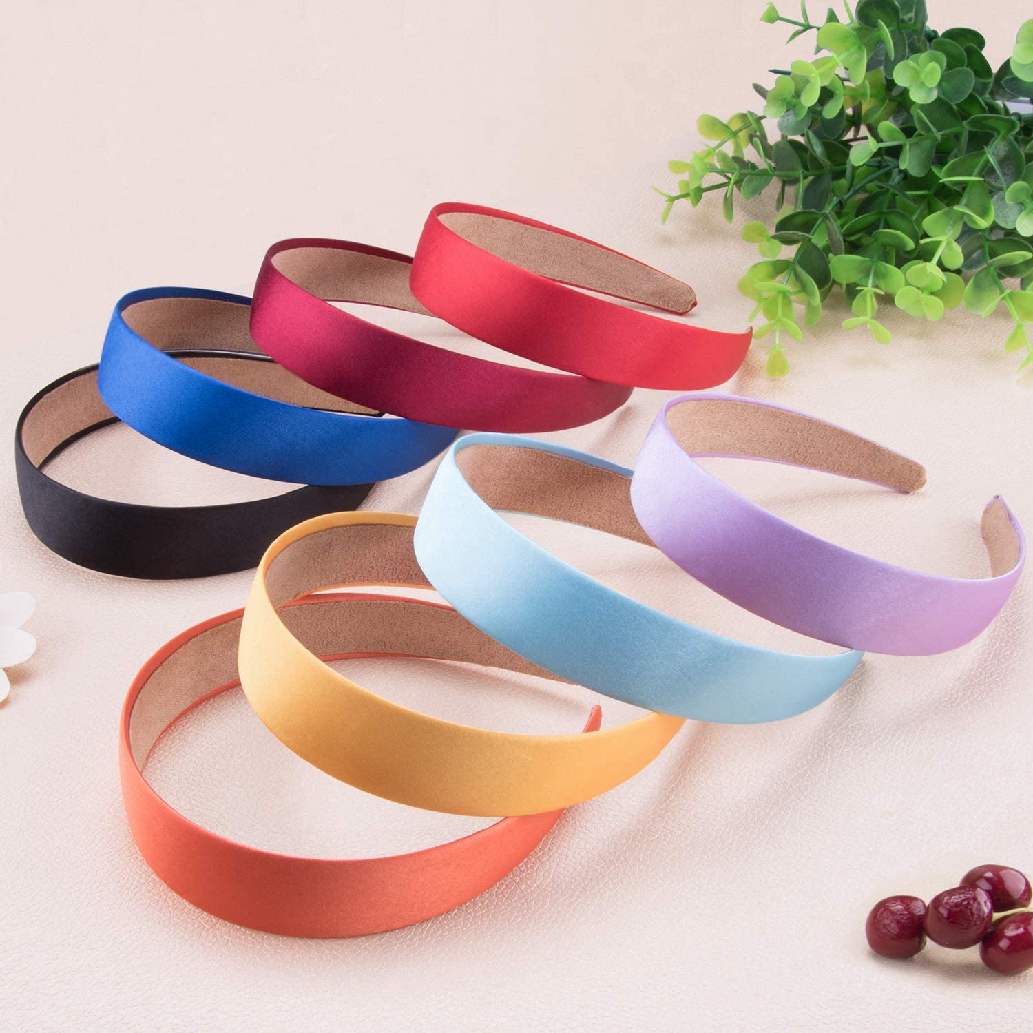 SIQUK 24 Pieces Satin Headbands 1 inch Wide Headband Colorful Non-Slip Headbands for Women and Girls, 24 Colors
