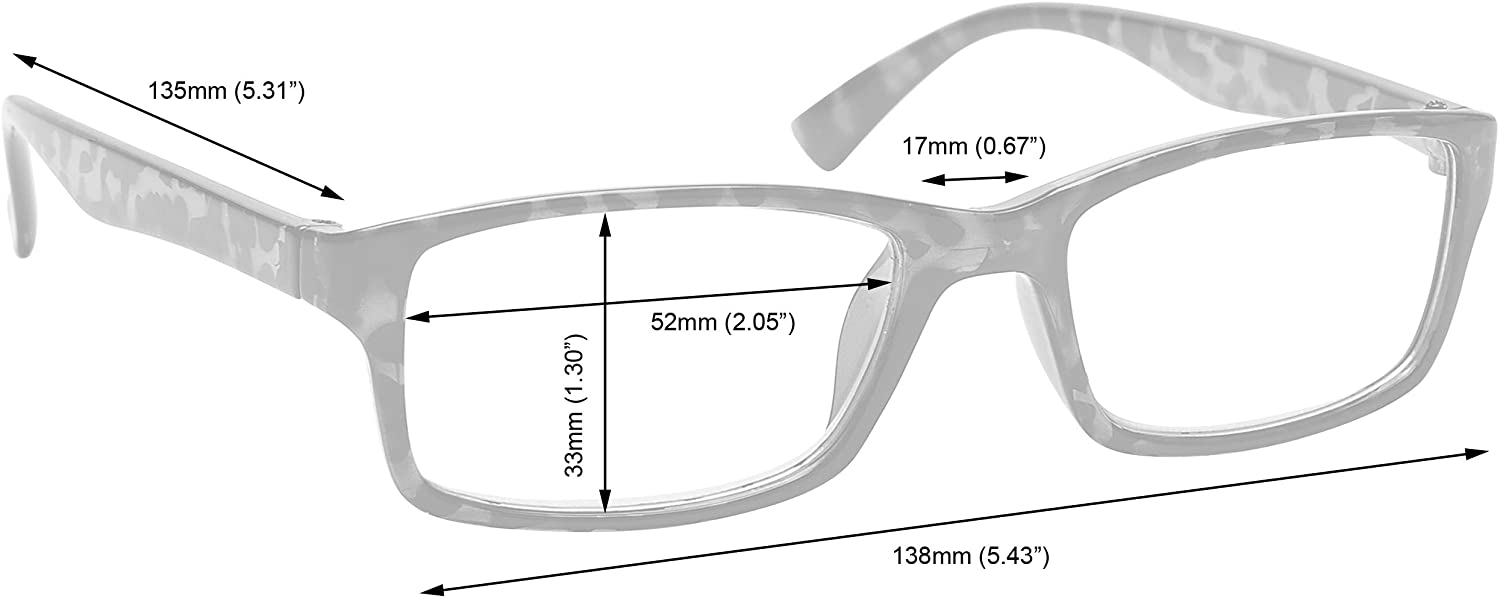 OPULIZE PEP Reading Glasses for Women Men Large Rectangular Designer Frame with Spring Hinges, Scratch Resistant, Black +1 (Pack of 5) - Image 2