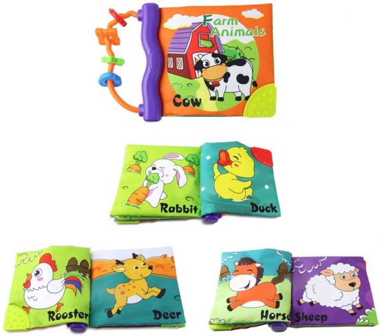 Jun-see Baby's Frist Word Book,Soft Cloth Cognition Book Learning & Activity Early Education Toys(Animal) - Image 2