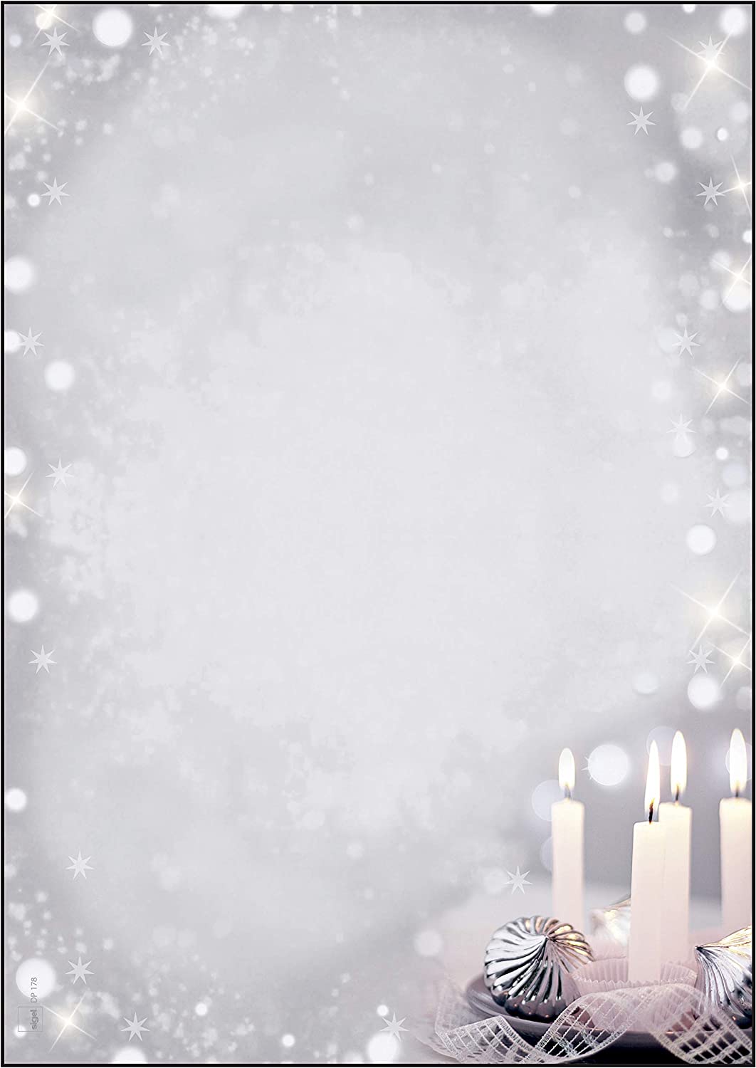 SIGEL DP178 Christmas writing paper "Christmas Silence", A4, 90 gsm, 100 sheets, Christmas Silence - gray, Writing paper - 100 sheets