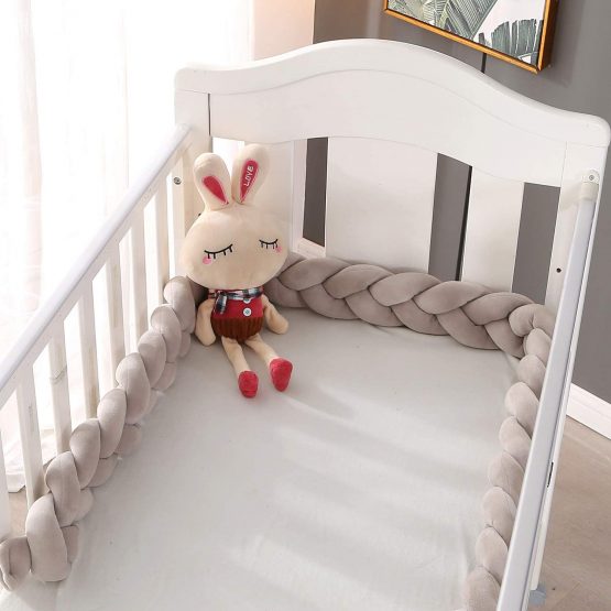 2M Baby Bed Crib Bumpers Knotted Braided Plush Nursery Cradle Decor Cot