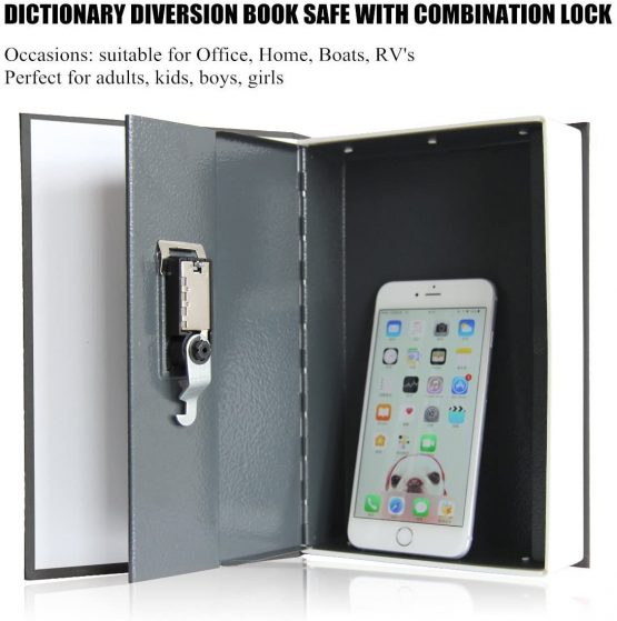 Langtor Book Safe with Combination Lock Dictionary Diversion Money Box, Portable Safe Box, Great for storing Money (Samll, Blue) - Image 3