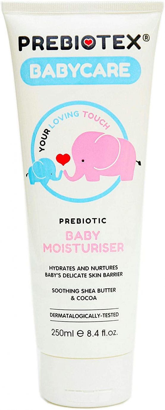 PREBIOTEX Baby Moisturiser｜UK Brand | Daily Care for Baby's Dry Skin｜Big 250ml Size｜Supports & Nurtures Baby's Skin Microbiome｜Gently Moisturises & Protects｜Natural Prebiotics｜Vegan-Society Approved