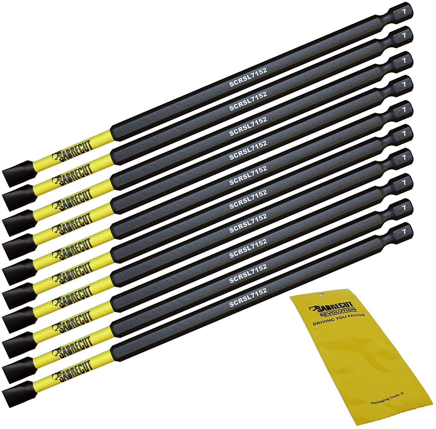 10 x SabreCut SCRSL7152_10 152mm SL7 Slotted Magnetic Impact Screwdriver Driver Bits Set Single Ended Heavy Duty