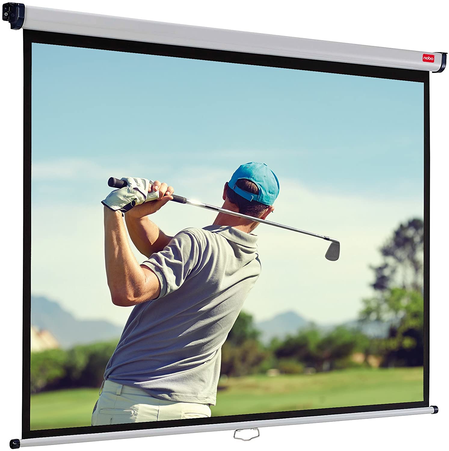 Nobo Wall & Ceiling Mount Projection Screen, Portable Lightweight Hanging Matte White Projector Surface, Wide Screen - Image 3
