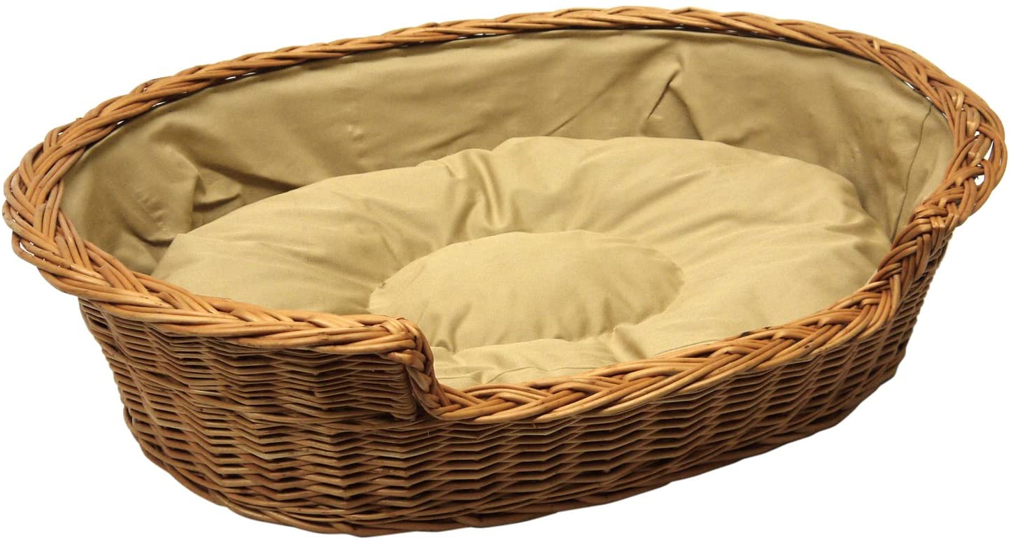 Prestige Wicker Dog Bed Basket, XX-Large, 115 cm, Cream/Grey, Light, Extra Extra Large