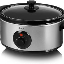 Swan SF17020N 3.5 Litre Oval Stainless Steel Slow Cooker with 3 Cooking Settings, 200W, Silver