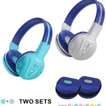 2 Pack of SIMOLIO Kids Bluetooth Headphones with Hearing Protection,Kids Wireless Headphones with EVA case for School and Travel, Wireless Children Headphones for Boys, Girls, Teenagers (Grey+Mint)
