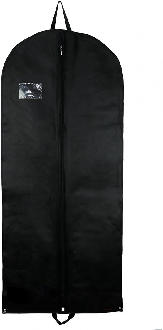 HANGERWORLD 54 Inch Black Breathable Suit Cover Travel Carrier Bag with Handles