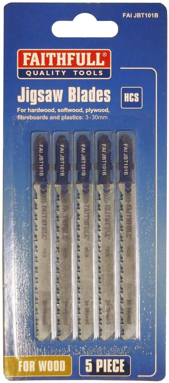 Faithfull JBT101B Jigsaw Blades T-Shank for Wood T101B (Pack of 5) - Image 2