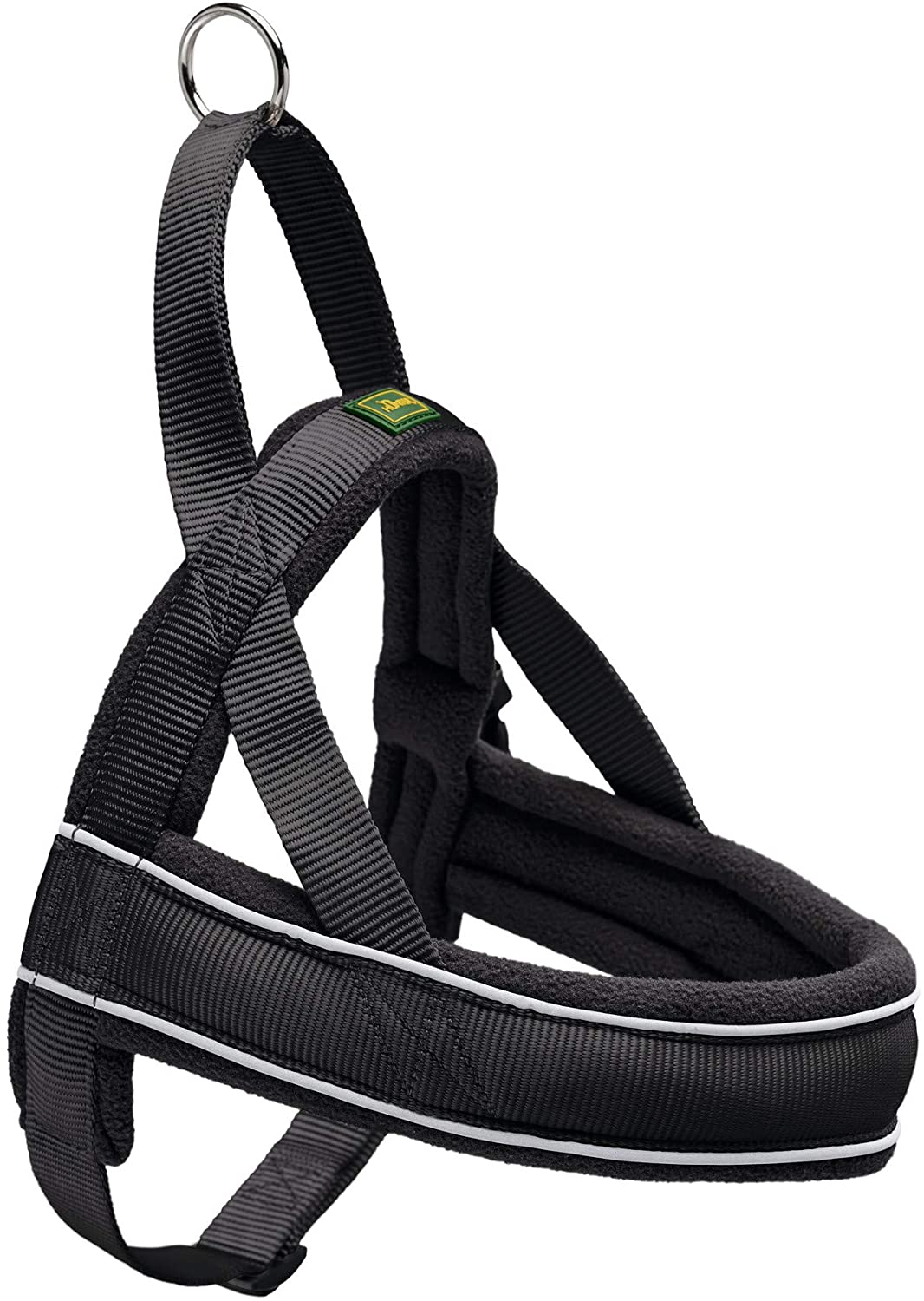 Hunter Racing Norwegian harness for dogs nylon, reflective, coat-friendly, Black, M, Medium