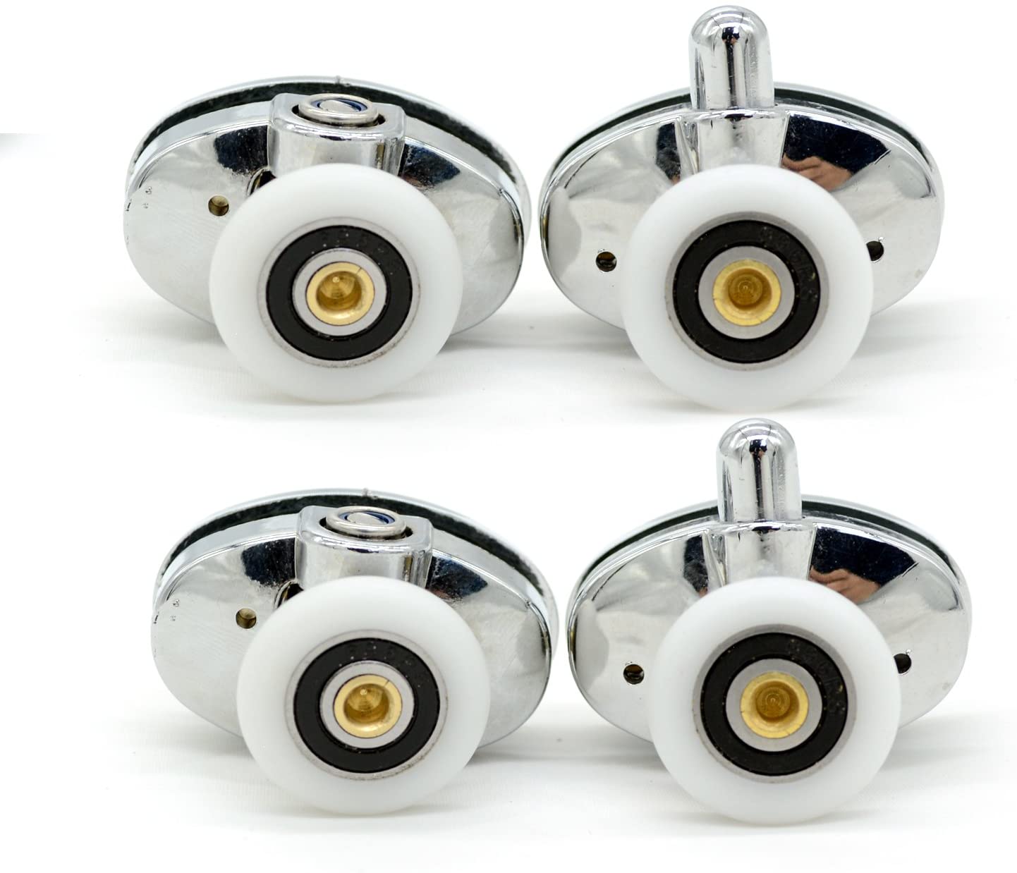 Set of 4 New Oval Singel Wheel Shower Door Rollers 23mm, Silver Chrome, 23 month