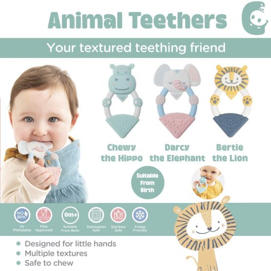 Cheeky Chompers Animal Teethers - Teething Toys for Babies - Adorable Teething Rings with Integrated Gel Applicator and Soft Silicone Design – Fun, Friendly and 100% Safe - Bertie The Lion - Image 3