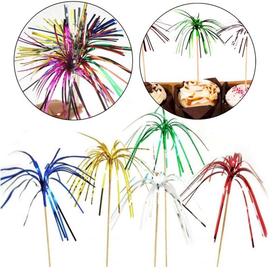 Allazone 120 PCS Cocktail Picks Firework Party Picks, 23CM Firework Cake Toppers, Sandwich & Cocktail Picks, Toothpicks for Cakes Decoration, Party Supplies, Christmas Decoration - Image 2
