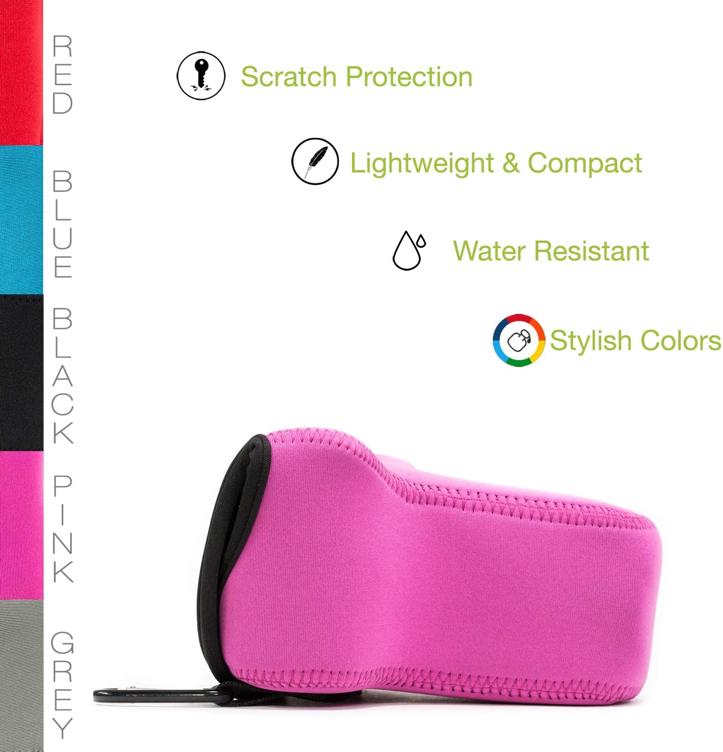 MegaGear MG579 Ultra Light Neoprene Camera Case for Fujifilm X-T30, X-T20 (16-50mm / 18-55mm Lenses), X-T10 -Hot Pink - Image 2
