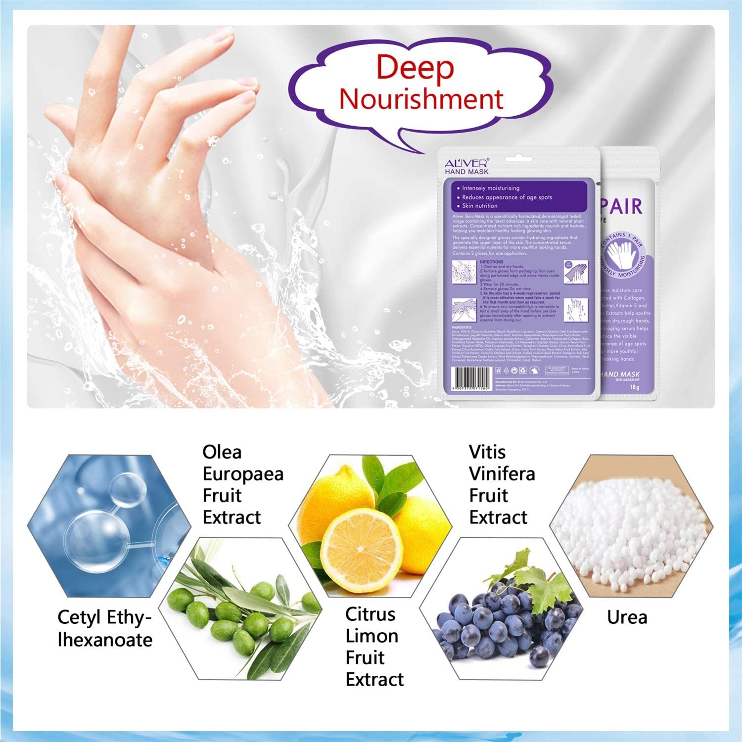 Hands Moisturizing Gloves 3 works, Hand Skin Repair Renew Mask w/Infused Collagen - Image 2