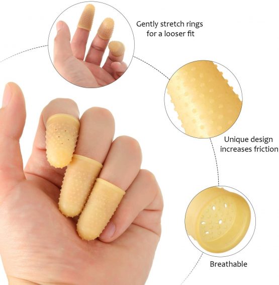 24 Pieces Rubber Fingers Tip Fingers Covers Rubber Finger Pads Grips Thick Reusable Finger Protector for Money Counting Collating Writing Sorting Task and Sport Games (Size 13, 0.94 x 1.57 Inch) - Image 2