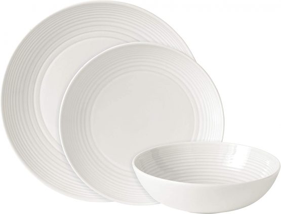 Royal Doulton Gordon Ramsay Maze GRMZWH22417, 12pc Dinnerware Set, White, Stoneware, 12-piece