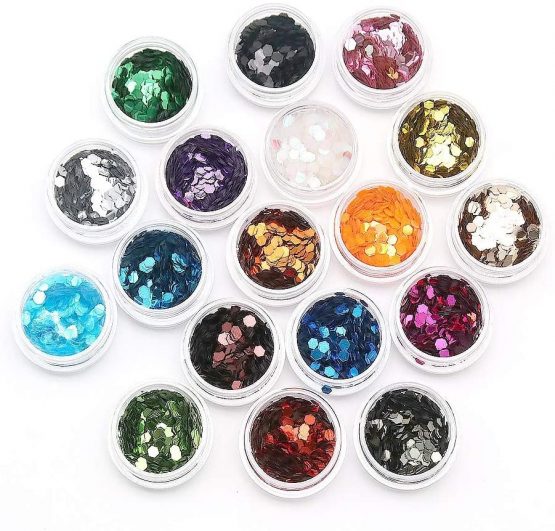 Ungfu Mall 18 Colors Festival Glitter Face, Body, Hair and Nails Decorative Hexagon Nail Art (Sequin Powder Shiny) Sparkling Sticker - Image 3