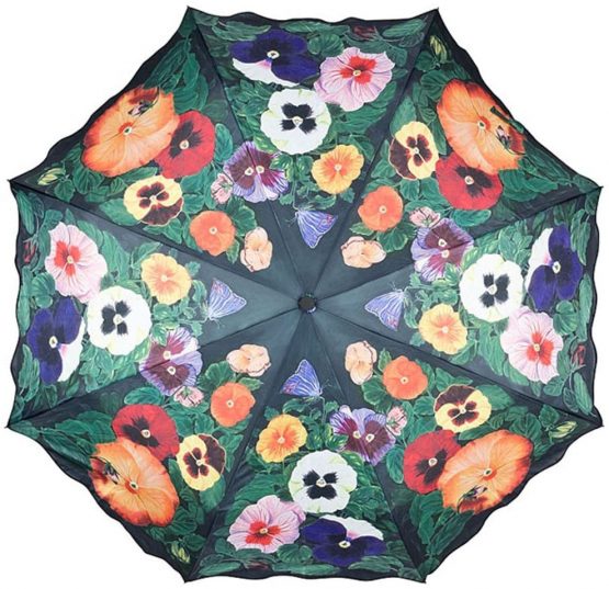 VON LILIENFELD® Folding Pocket Umbrella Automatic Lightweight auto open Telescopic Motif Flowers Women Pansies - Image 2