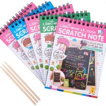 NBEADS 50 Sheets Scratch Art Notes Paper Rainbow Art Doodle Pad Painting Boards with with 3 Bamboo Stylus