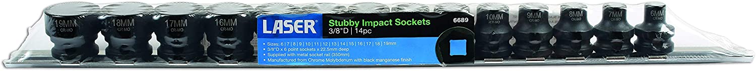 Laser 6689 Stubby Impact Socket Set 3/8"D 14pc, Multi-coloured, 3/8-inch - Image 3