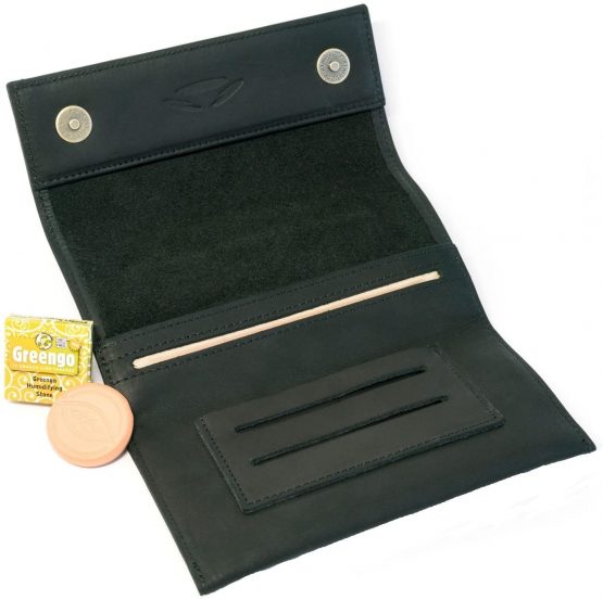 COMARI Leather Tobacco Pouch | Double-Paper & Filter Compartment | Magnetic Fastener | Free Greengo Tobacco Humidifier (Vintage Brown)