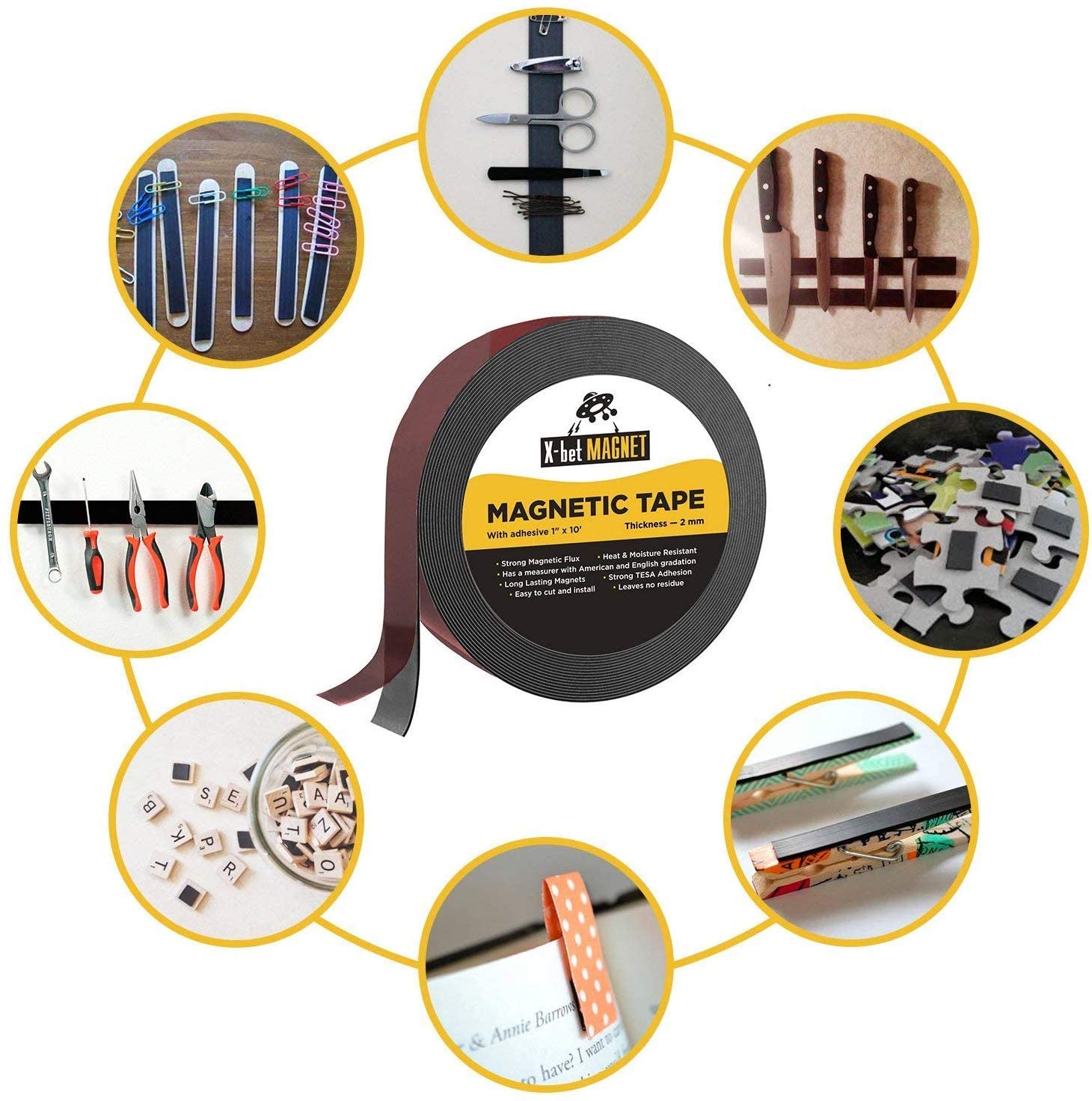 Super Sticky Magnetic Tape (10 feet x 1 inch), Stong Magnet Strip with Adhesive Backing for DIY & Crafts - Image 4