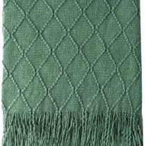 Bourina Textured Solid Soft Sofa Throw Couch Cover Knitted Decorative Blanket, Beige, 125x152cm