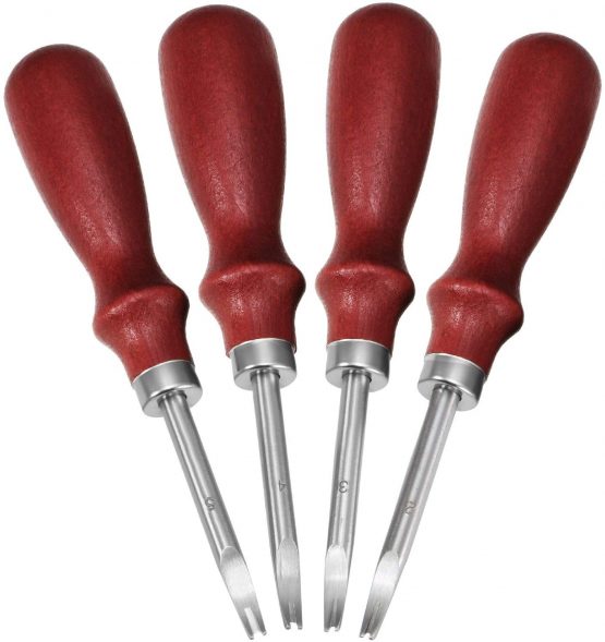 4 Pieces Edge Leather Beveler Craft Keen Edge Beveler Cutting Beveling Leather Skiver Tool for DIY (1.5 mm, 1.2 mm, 1.0 mm, 0.8 mm) - Image 4