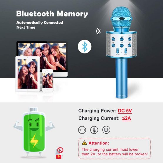 Letsgocoo Wireless Microphone for Kids, Wireless Bluetooth Kids Microphone Boy Toys Age 4-12 Gifts Presents for 4-12 Year Old Boys Girls Toys Age 4-12 Karaoke Machine Halloween Xmas Gifts - Image 4