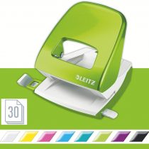 Leitz 50081054 Hole Punch, 30 Sheets, Guide Bar with Format Markings, Metal, WOW Range, Green